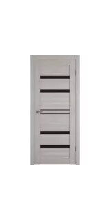 Межкомнатная дверь экошпон Atum Pro 26 Stone Oak Black Gloss со стеклом