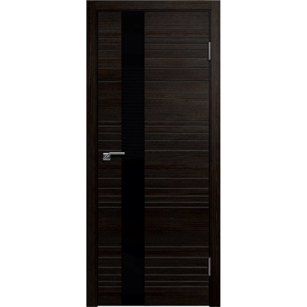 Межкомнатная дверь экошпон NEXT Новелла-1 венге с черным стеклом