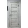 Межкомнатная дверь экошпон Atum Pro 28 Stone Oak Black Gloss со стеклом