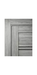 Межкомнатная дверь экошпон Atum Pro 28 Stone Oak Black Gloss со стеклом