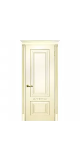 Межкомнатная дверь эмаль Смальта-Deco 04, глухая, слоновая кость патина золото