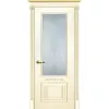 Межкомнатная дверь эмаль Смальта-Deco 04, остеклённая, слоновая кость патина золото