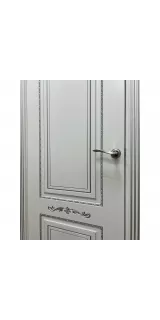 Межкомнатная дверь эмаль Смальта-Deco 04, глухая, белая, патина серебро