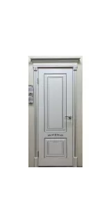 Межкомнатная дверь эмаль Смальта-Deco 04, глухая, белая, патина серебро