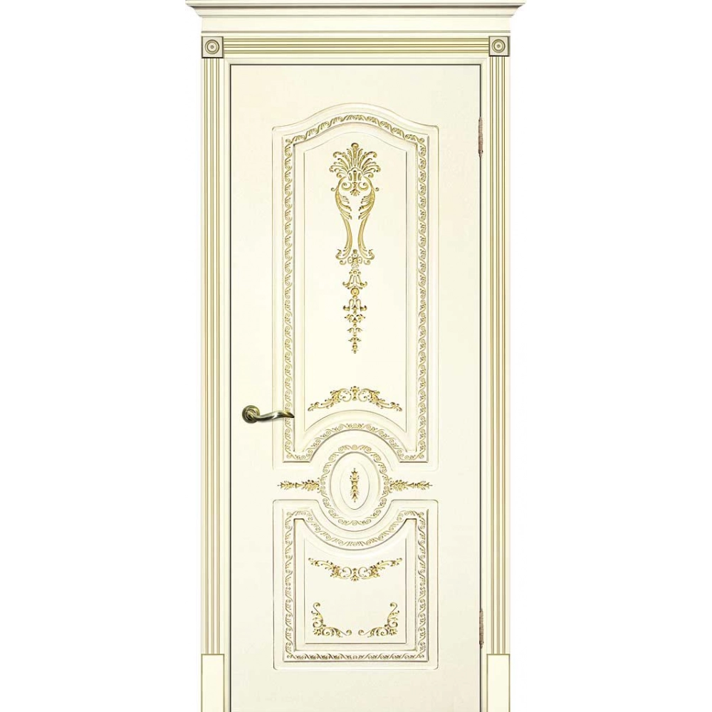 Межкомнатная дверь эмаль Смальта-Deco 11, глухая, слоновая кость патина золото