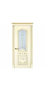 Межкомнатная дверь эмаль Смальта-Deco 11, остеклённая, cлоновая кость патина золото