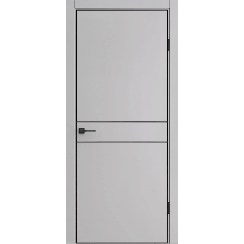 Межкомнатные двери экошпон ДП-52 Silver gray AL чёрная с 4-х сторон