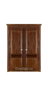 Межкомнатная двустворчатая дверь массив дуба ОКА Афина античный орех глухая