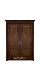 Межкомнатная двустворчатая дверь массив дуба ОКА Аристократ №1 античный орех глухая