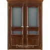 Межкомнатная двустворчатая дверь массив дуба ОКА Афродита античный орех со стеклом