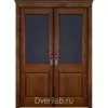Межкомнатная двустворчатая дверь массив ольхи ОКА Элегия античный орех со стеклом