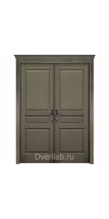 Межкомнатная двустворчатая дверь массив сосны ОКА Пандора олива глухая