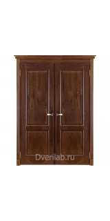 Межкомнатная двустворчатая дверь массив дуба ОКА Селена античный орех глухая