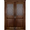 Межкомнатная двустворчатая дверь массив ольхи ОКА Валенсия античный орех со стеклом