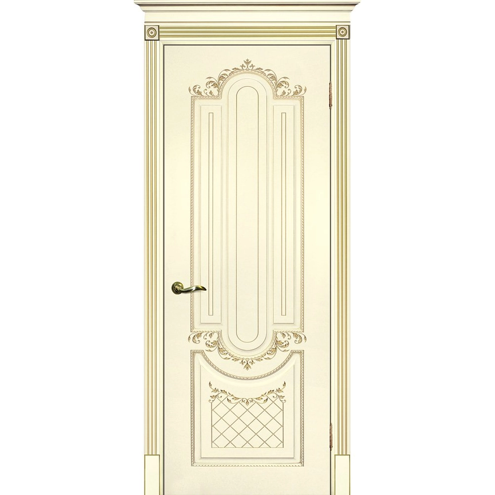 Межкомнатная дверь эмаль Смальта-Deco 13, глухая, слоновая кость патина золото