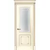 Межкомнатная дверь эмаль Смальта-Deco 14, остеклённая, слоновая кость патина шампань