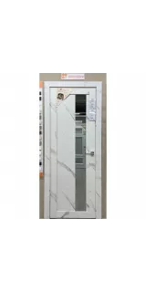 Межкомнатная дверь экошпон Soft Touch UniLine Mramor 30004/1 Marable монте белый стекло зеркало грей