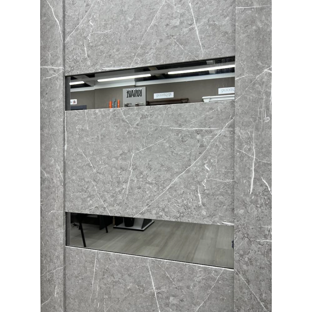 Межкомнатная дверь экошпон Soft Touch UniLine Mramor 30037/1 Marable торос серый со стеклом
