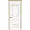 Межкомнатная дверь эмаль Смальта-Deco 05, глухая, белая, патина золото