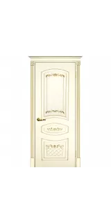 Межкомнатная дверь эмаль Смальта-Deco 05, глухая, слоновая кость, патина золото