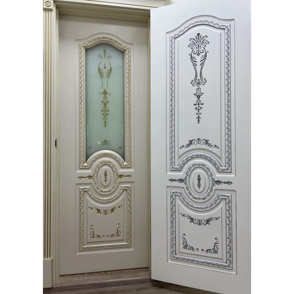 Межкомнатная дверь эмаль Смальта-Deco 11, глухая, слоновая кость патина золото
